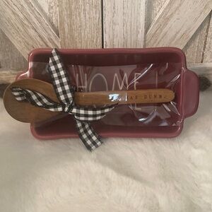 Rae Dunn Home Mini Loaf Dish/Pan with Wooden Spoon